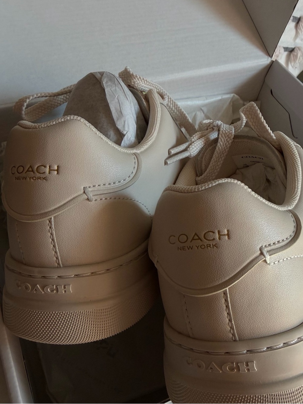 Coach Cream Leather Sneaker with Mickey Graphic - Picture 4 of 5